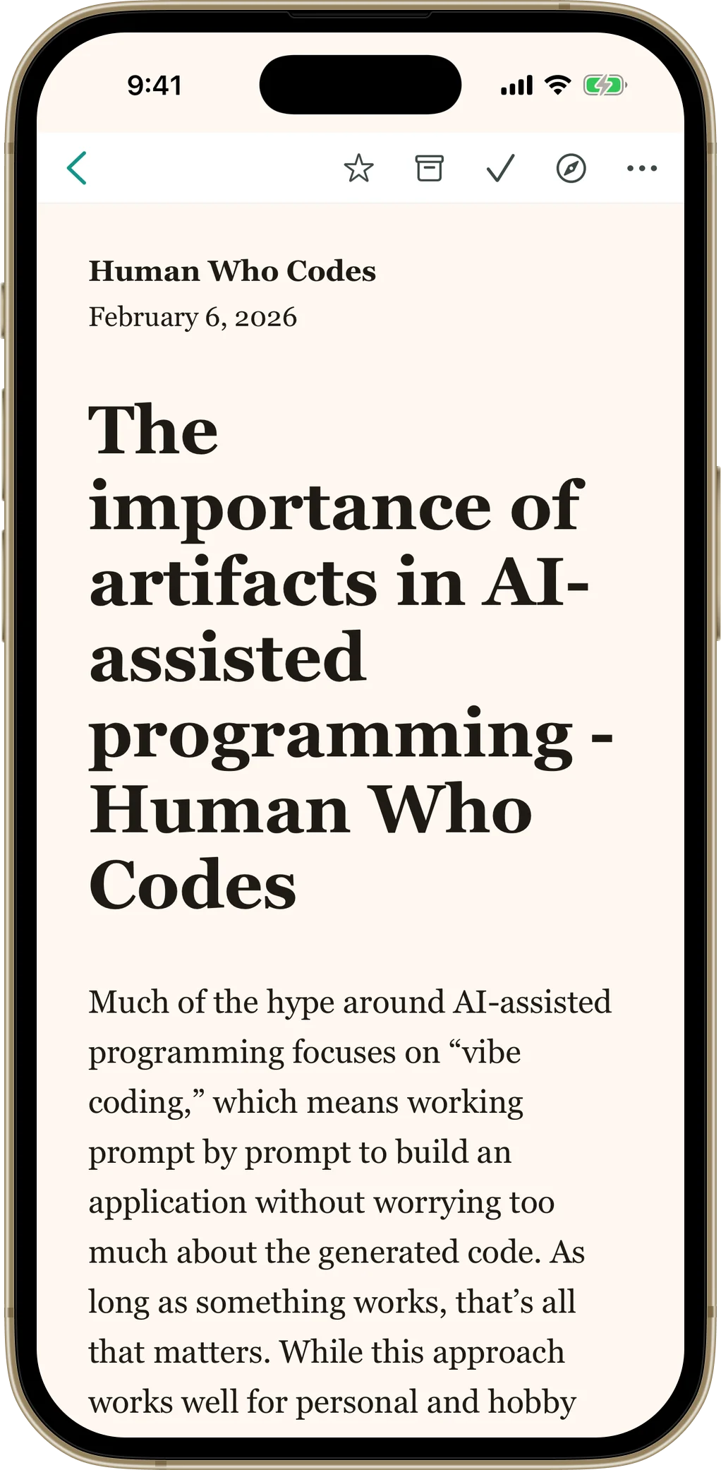 Bredbox mobile reader view displaying clean article text without clutter or ads